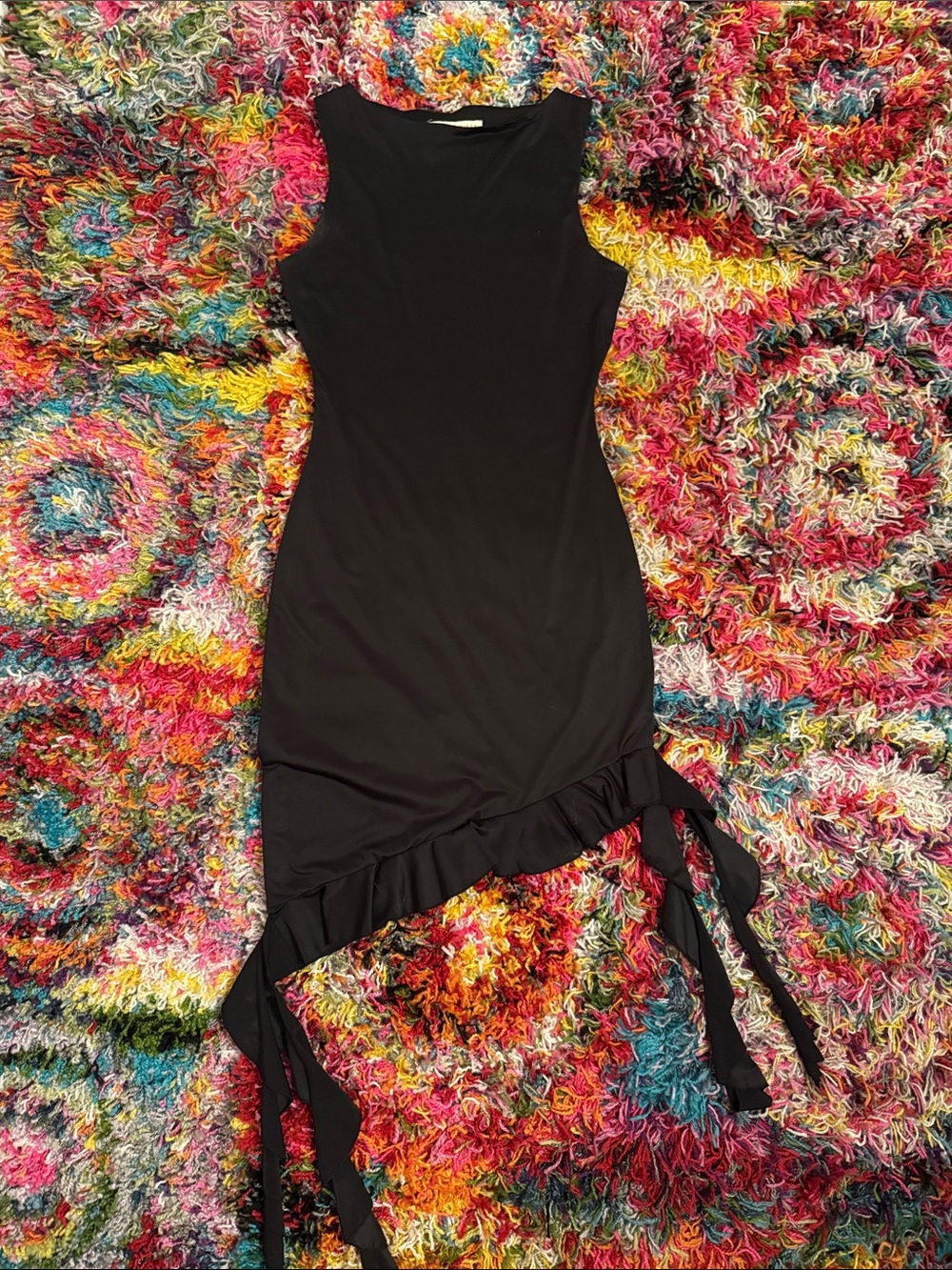 Thirty Thirty LA - Fitted Sleeveless Black Asymmetric Dress with Flowy Pieces